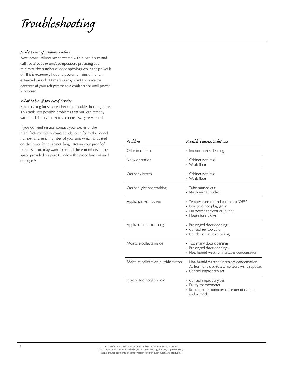 Troubleshooting | Aga Ranges 61ARA 115V User Manual | Page 8 / 12