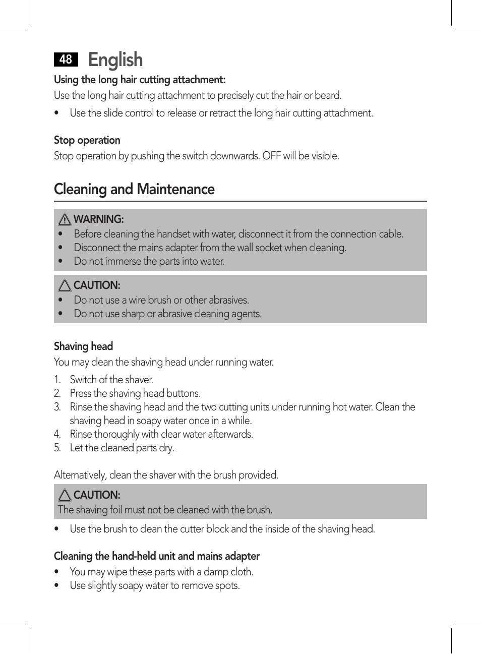 English, Cleaning and maintenance | AEG HR 5626 User Manual | Page 48 / 86