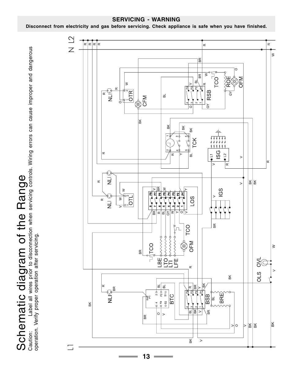 Schematic diag ram of the range | Aga Ranges LEGACY 36 F104650-01 User Manual | Page 13 / 16