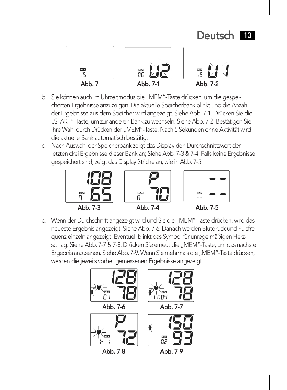 Gespeicherte ergebnisse anzeigen, Deutsch | AEG BMG 5611 User Manual | Page 13 / 170