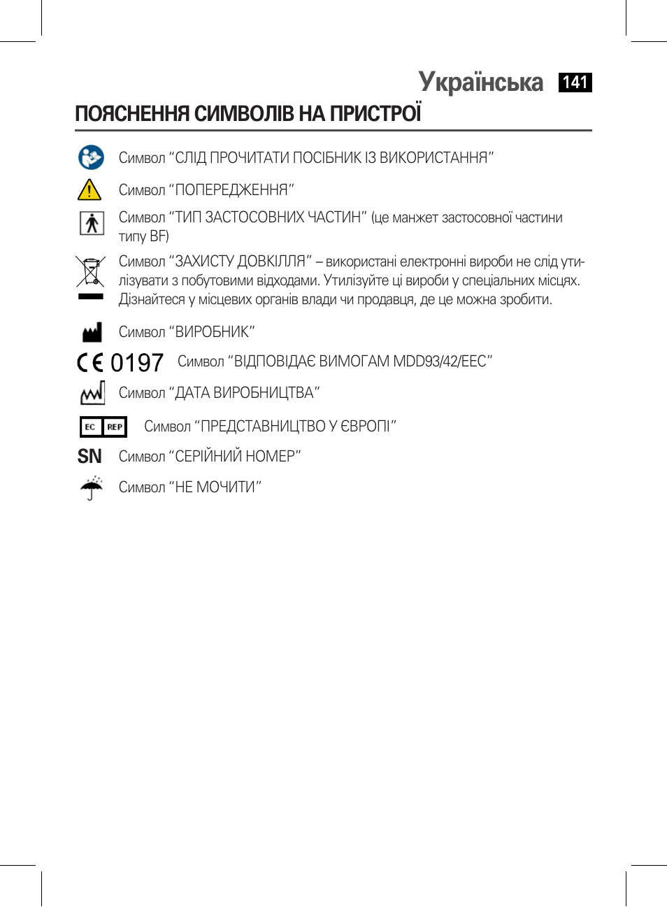 Пояснення символів на пристрої, Українська | AEG BMG 5611 User Manual | Page 141 / 170