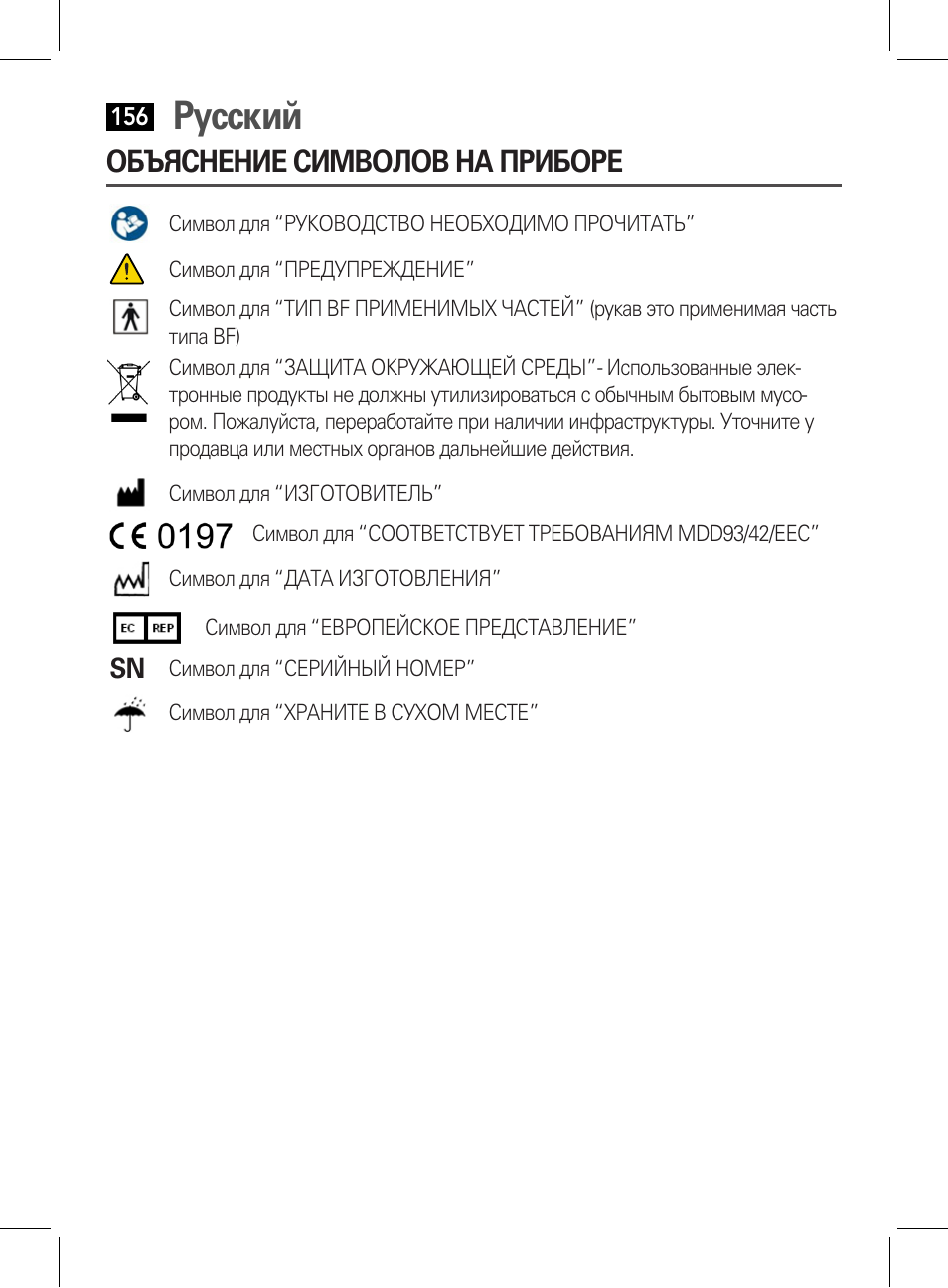 Объяснение символов на приборе, Русский | AEG BMG 5611 User Manual | Page 156 / 170