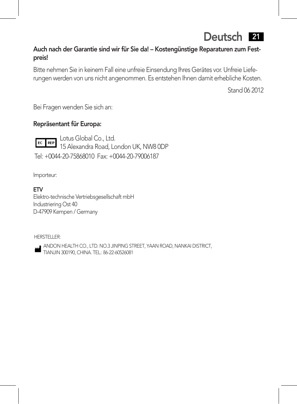 Deutsch | AEG BMG 5611 User Manual | Page 21 / 170