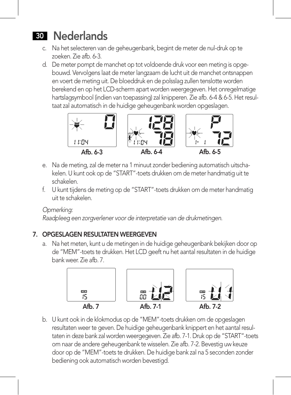 Opgeslagen resultaten weergeven, Nederlands | AEG BMG 5611 User Manual | Page 30 / 170