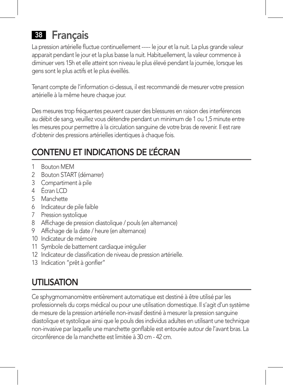 Contenu et indications de l’écran utilisation, Français, Contenu et indications de l’écran | Utilisation | AEG BMG 5611 User Manual | Page 38 / 170