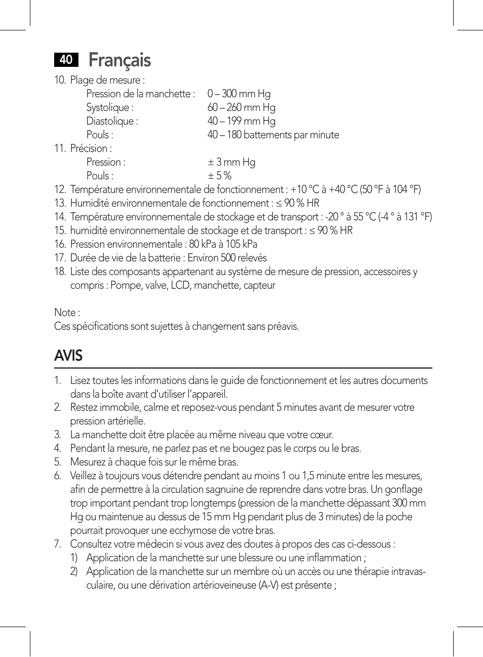 Avis, Français | AEG BMG 5611 User Manual | Page 40 / 170