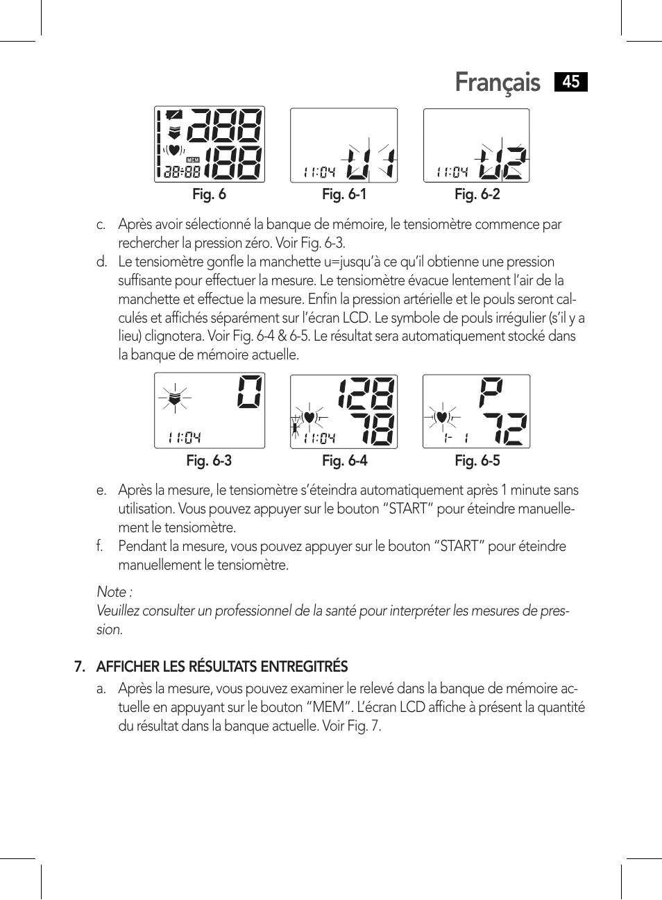 Afficher les résultats entregitrés, Français | AEG BMG 5611 User Manual | Page 45 / 170