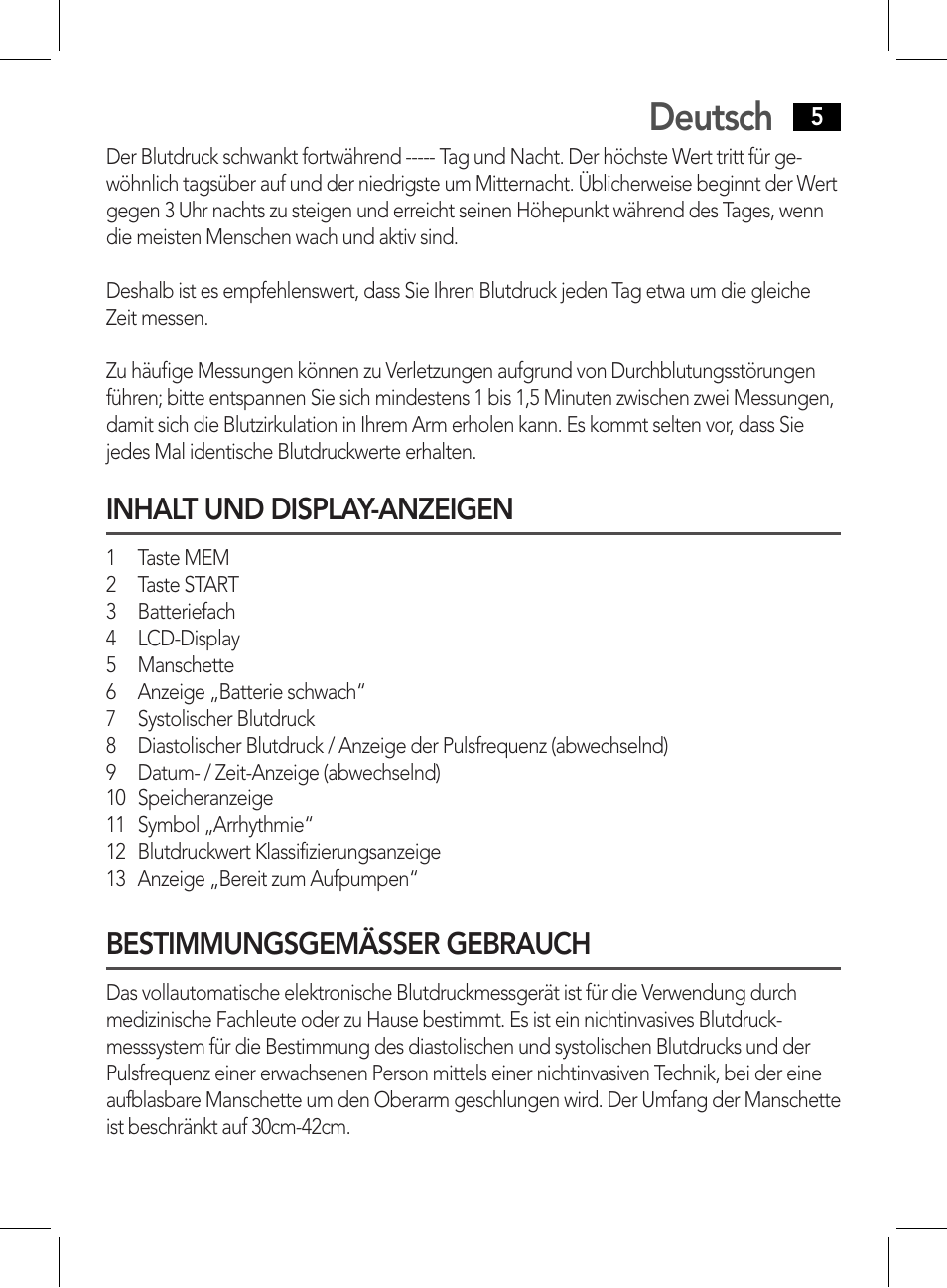 Deutsch, Inhalt und display-anzeigen, Bestimmungsgemässer gebrauch | AEG BMG 5611 User Manual | Page 5 / 170