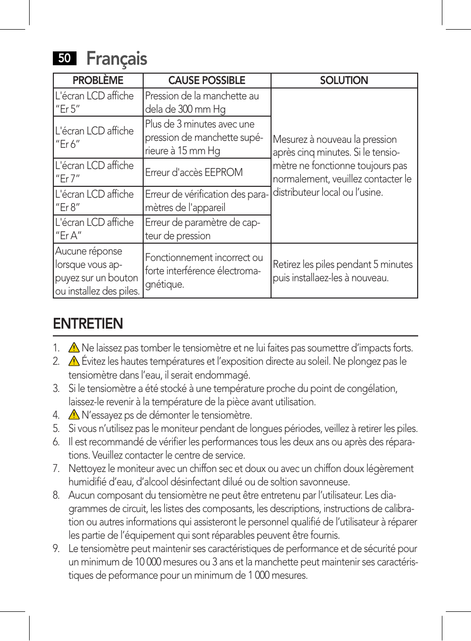 Entretien, Français | AEG BMG 5611 User Manual | Page 50 / 170