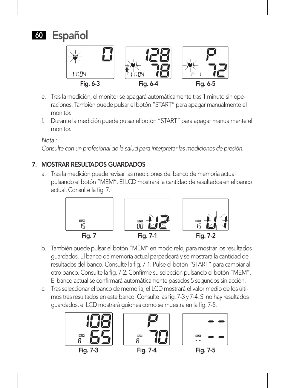 Mostrar resultados guardados, Español | AEG BMG 5611 User Manual | Page 60 / 170