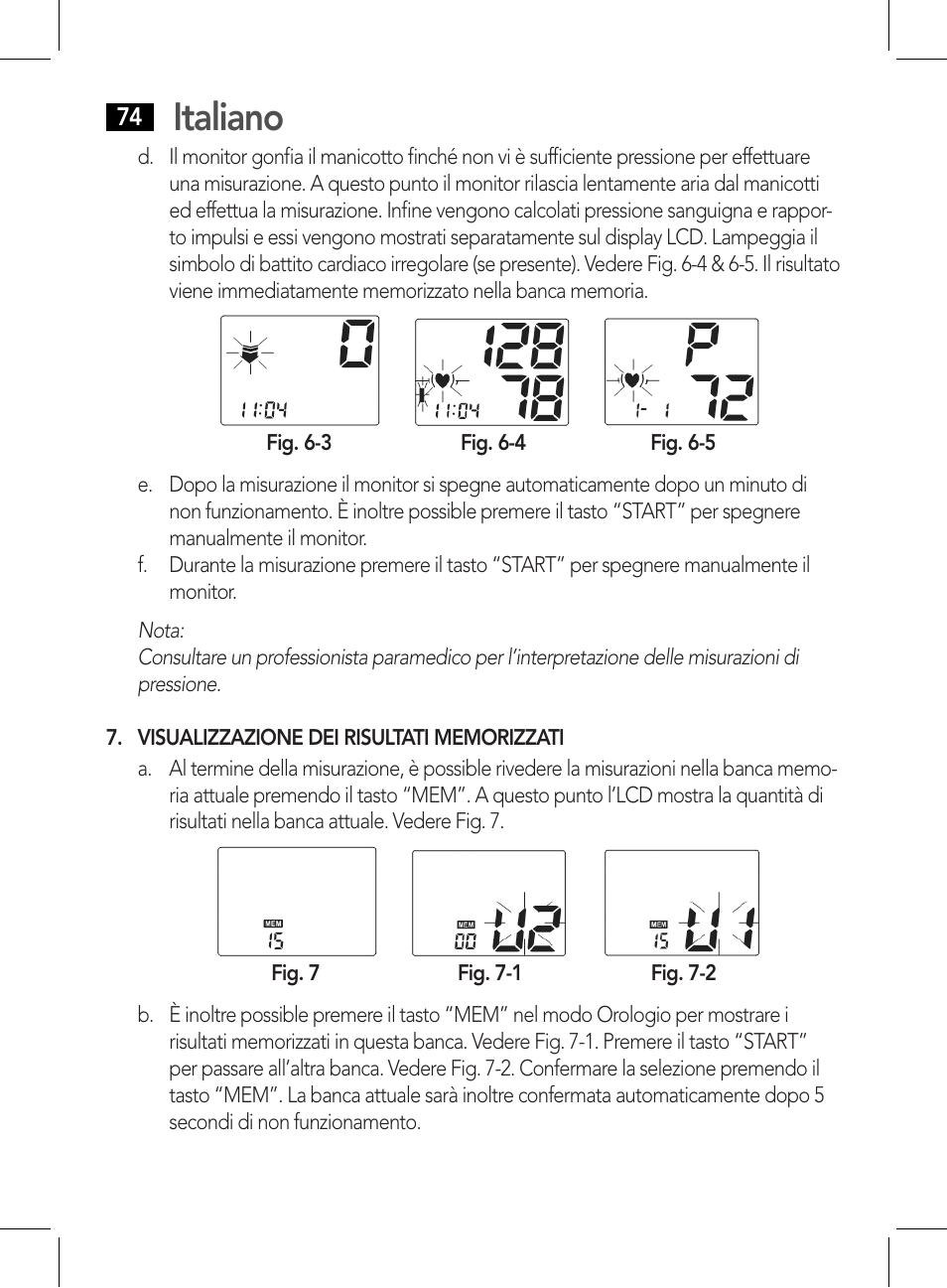 Visualizzazione dei risultati memorizzati, Italiano | AEG BMG 5611 User Manual | Page 74 / 170
