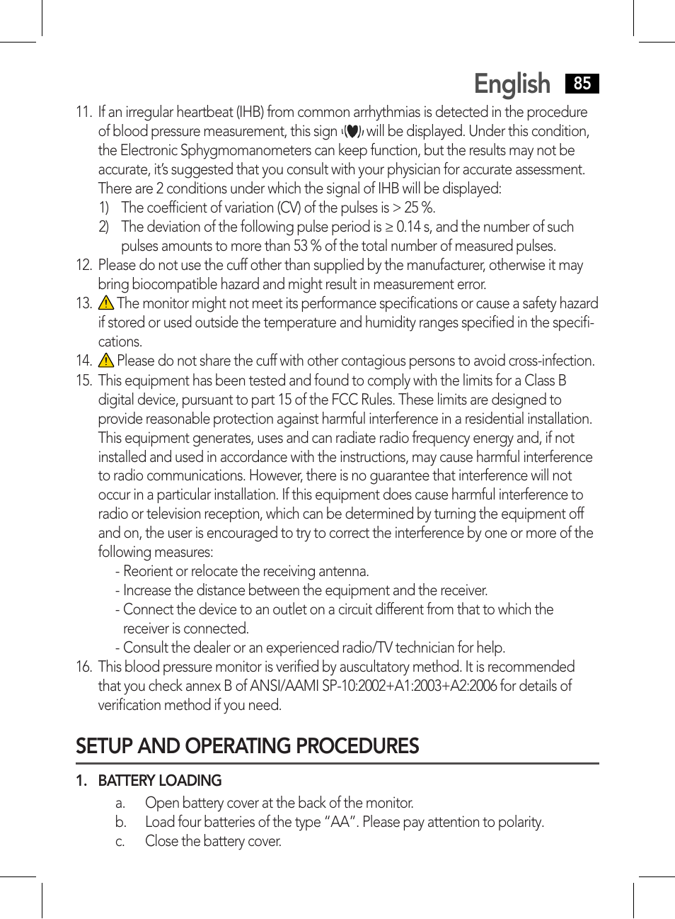 Setup and operating procedures 1. battery loading, English, Setup and operating procedures | AEG BMG 5611 User Manual | Page 85 / 170