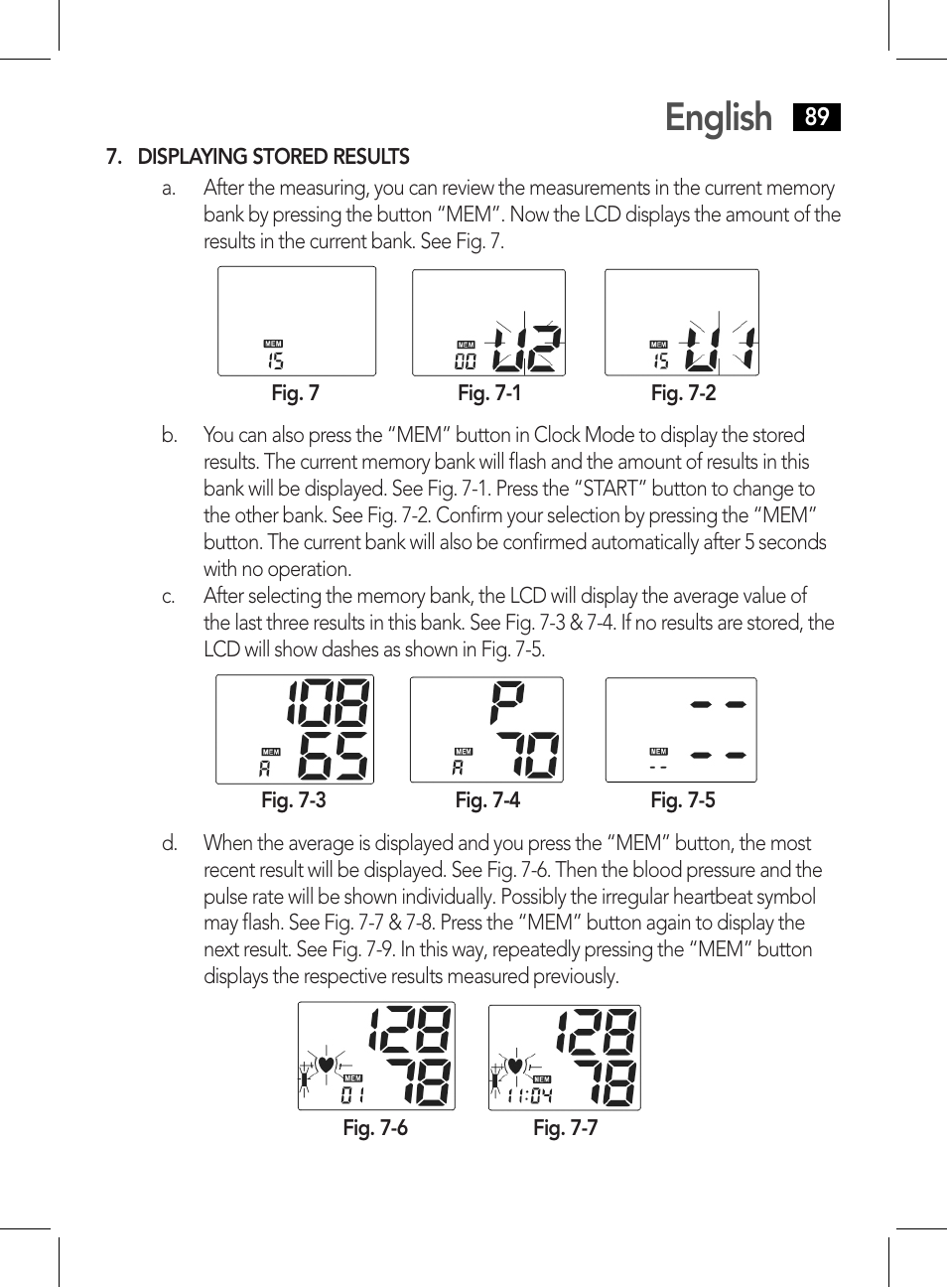 Displaying stored results, English | AEG BMG 5611 User Manual | Page 89 / 170
