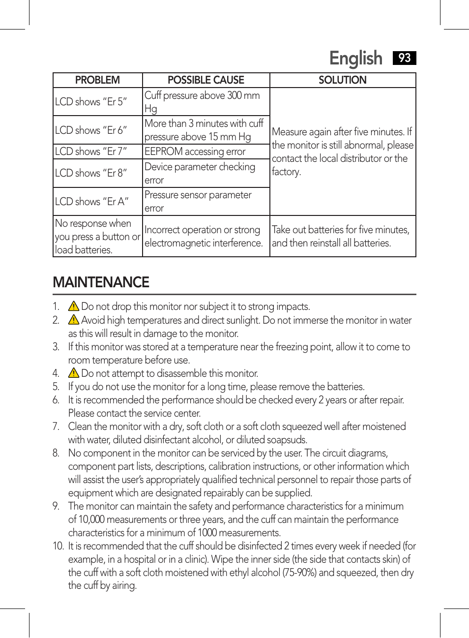 Maintenance, English | AEG BMG 5611 User Manual | Page 93 / 170