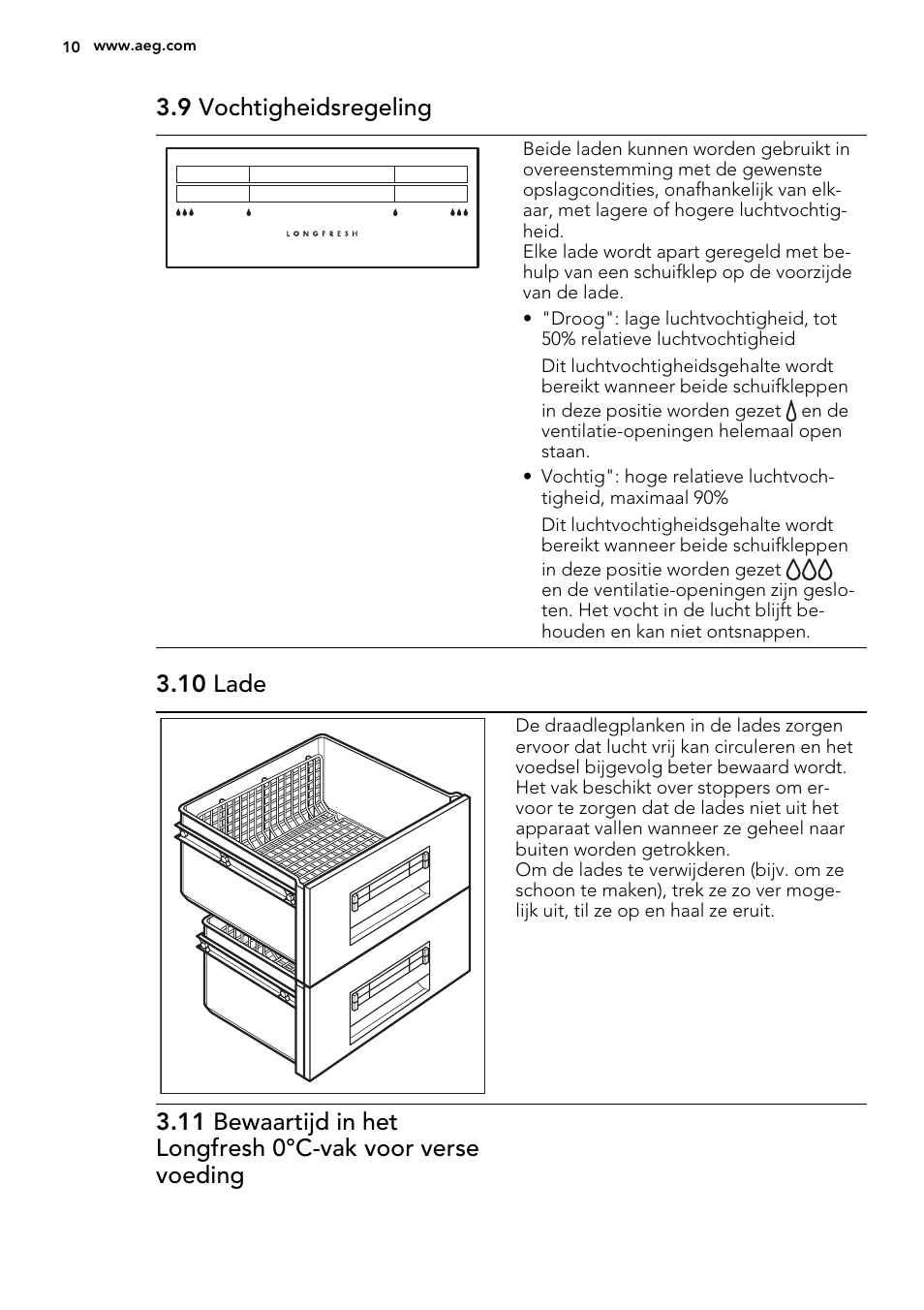 9 vochtigheidsregeling, 10 lade | AEG SKZ81200F0 User Manual | Page 10 / 84