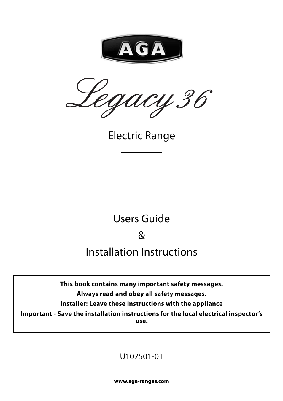 Aga Ranges U107501-01 User Manual | 48 pages