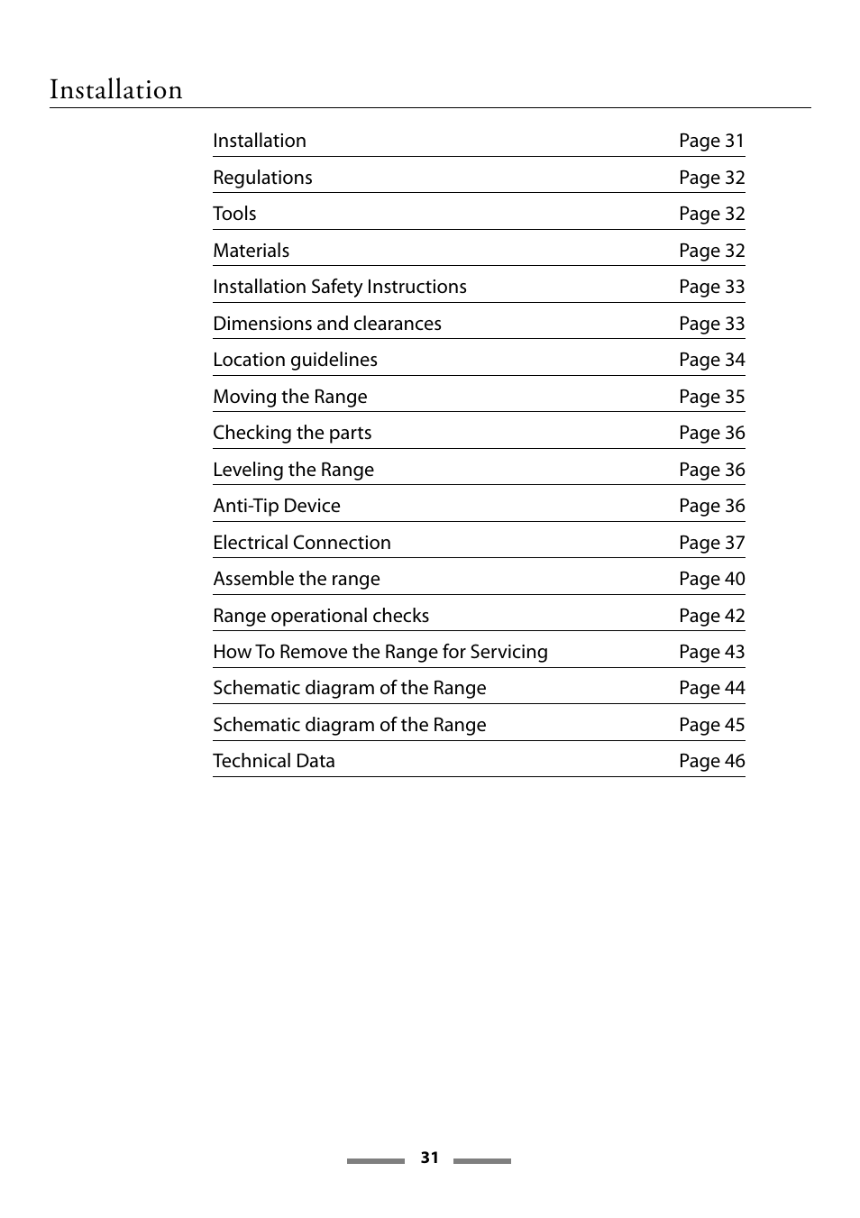 Installation | Aga Ranges U107501-01 User Manual | Page 31 / 48