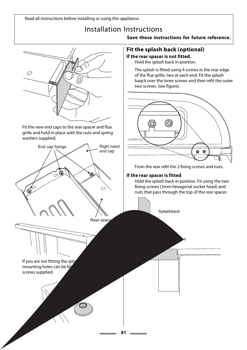 Installation instructions | Aga Ranges U107501-01 User Manual | Page 41 / 48
