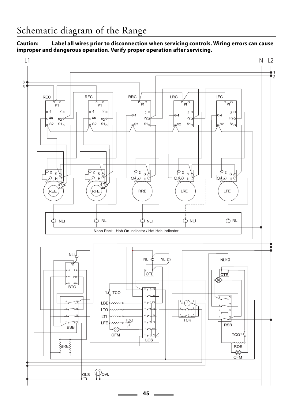 Schematic diagram of the range | Aga Ranges U107501-01 User Manual | Page 45 / 48