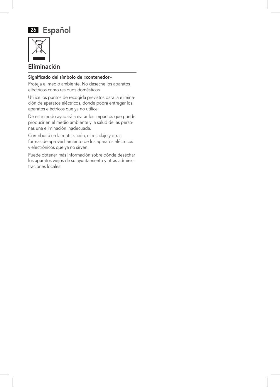 Español | AEG FW 5645 User Manual | Page 26 / 66