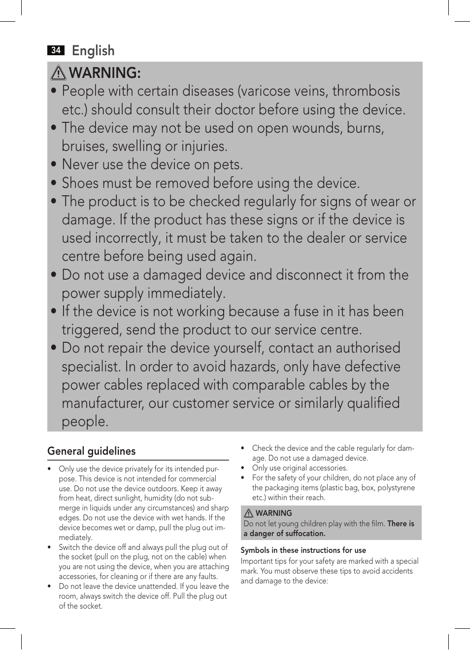 English | AEG FW 5645 User Manual | Page 34 / 66