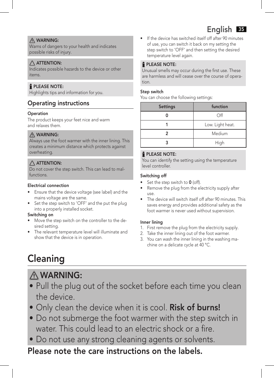 Cleaning, English | AEG FW 5645 User Manual | Page 35 / 66