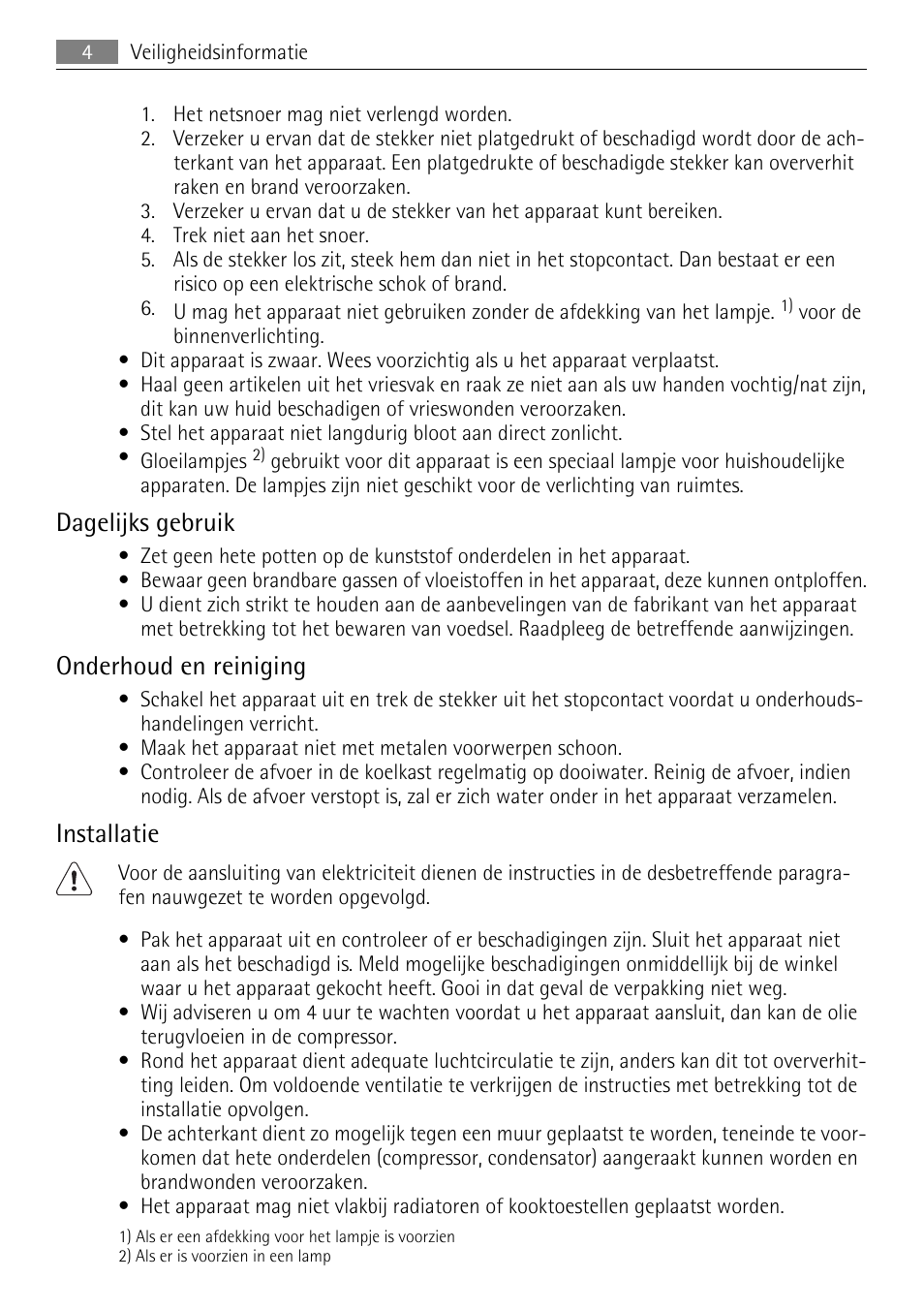 Dagelijks gebruik, Onderhoud en reiniging, Installatie | AEG SKD81840S1 User Manual | Page 4 / 84