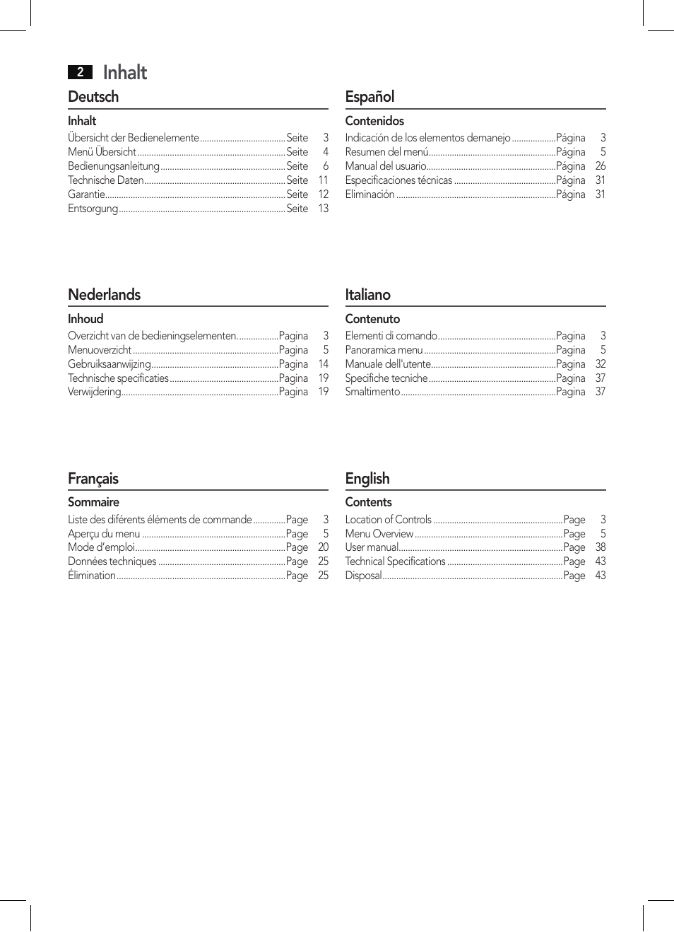 Inhalt | AEG DAB 4138 schwarz User Manual | Page 2 / 46