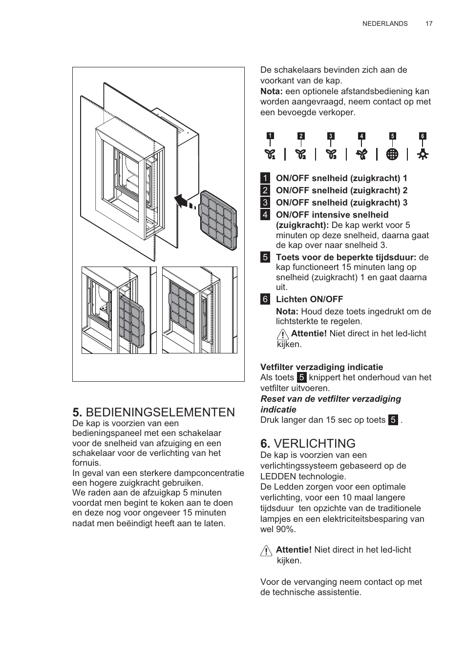 Bedieningselementen, Verlichting | AEG X99464MK2 User Manual | Page 17 / 132