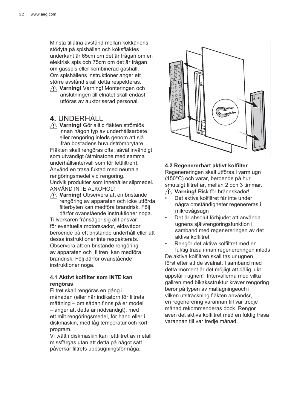 Underhåll | AEG X99464MK2 User Manual | Page 32 / 132