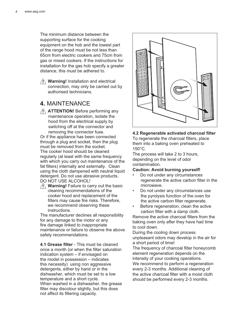 Maintenance | AEG X99464MK2 User Manual | Page 4 / 132