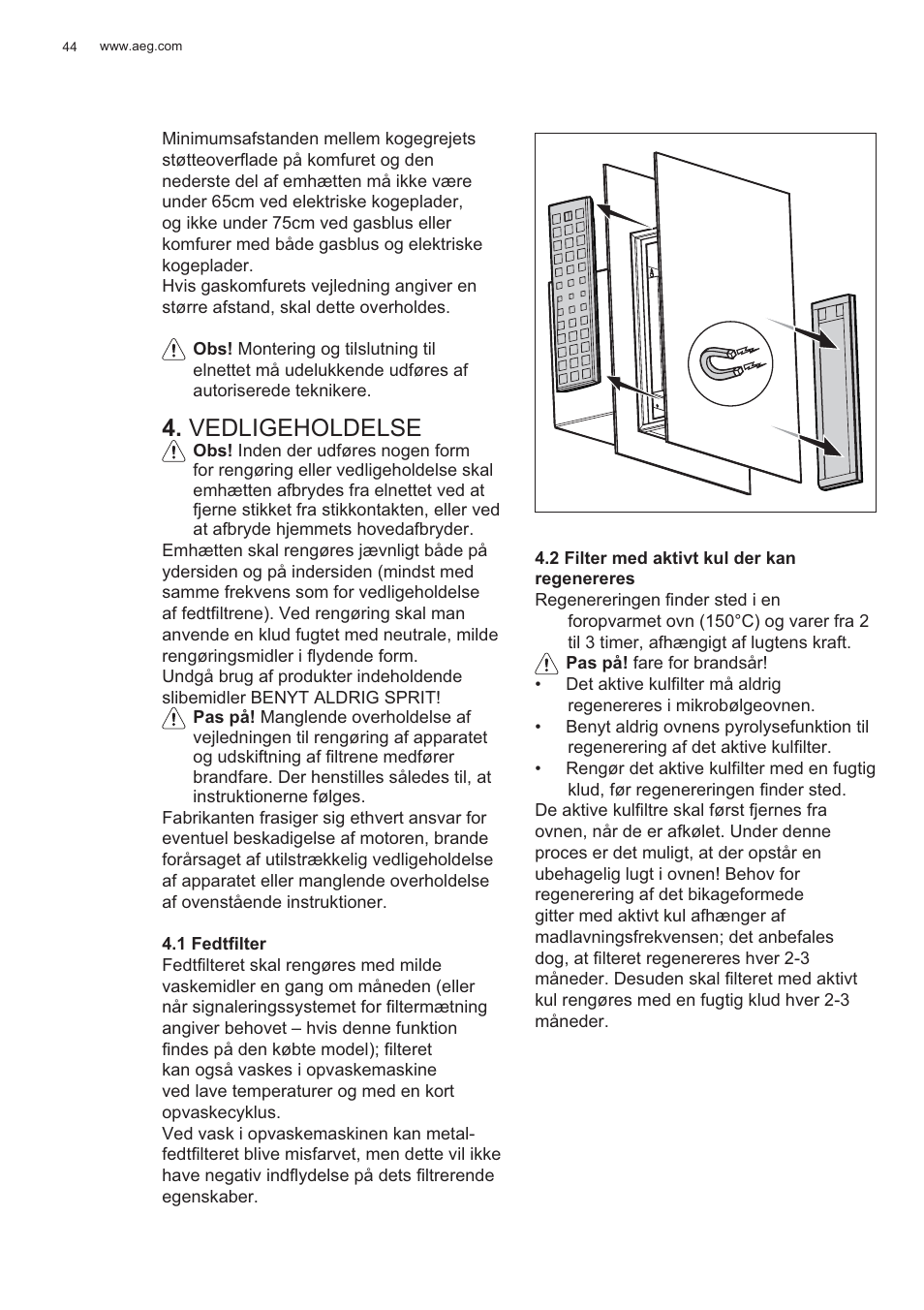 Vedligeholdelse | AEG X99464MK2 User Manual | Page 44 / 132