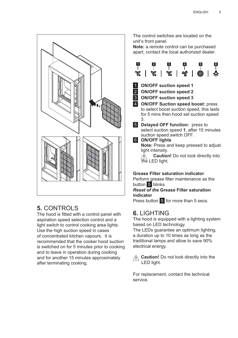 Controls, Lighting | AEG X99464MK2 User Manual | Page 5 / 132