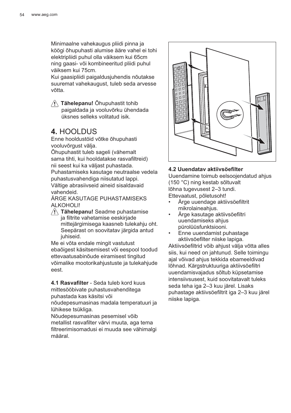 Hooldus | AEG X99464MK2 User Manual | Page 54 / 132