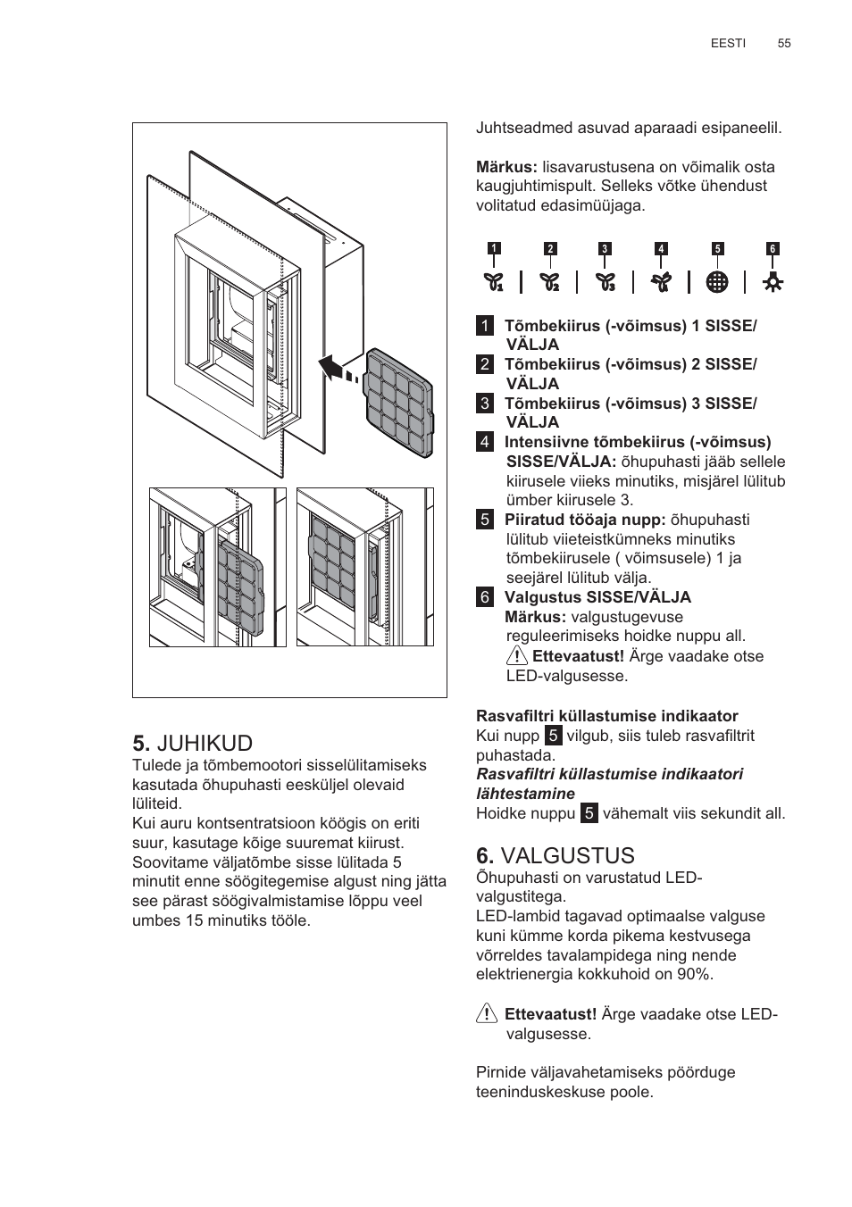 Juhikud, Valgustus | AEG X99464MK2 User Manual | Page 55 / 132