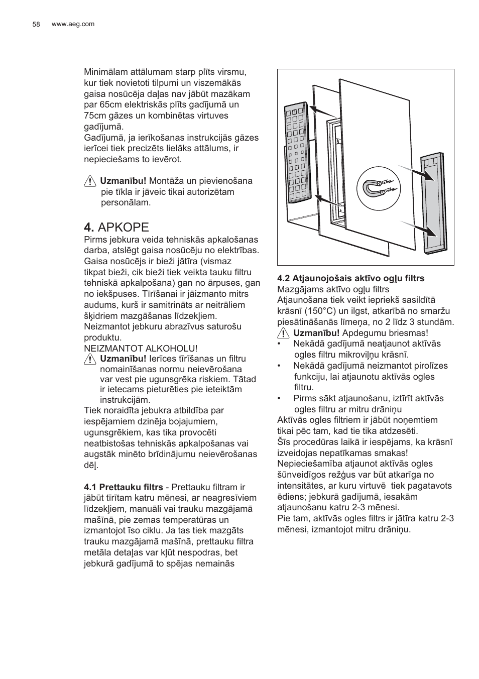 Apkope | AEG X99464MK2 User Manual | Page 58 / 132