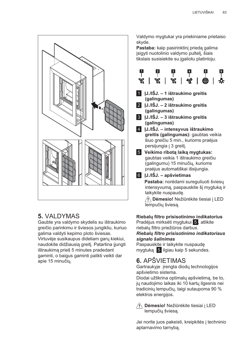 Valdymas, Apšvietimas | AEG X99464MK2 User Manual | Page 63 / 132