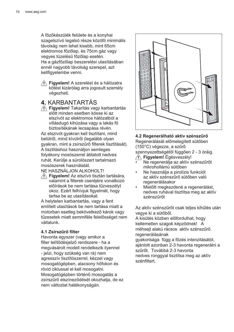 Karbantartás | AEG X99464MK2 User Manual | Page 70 / 132