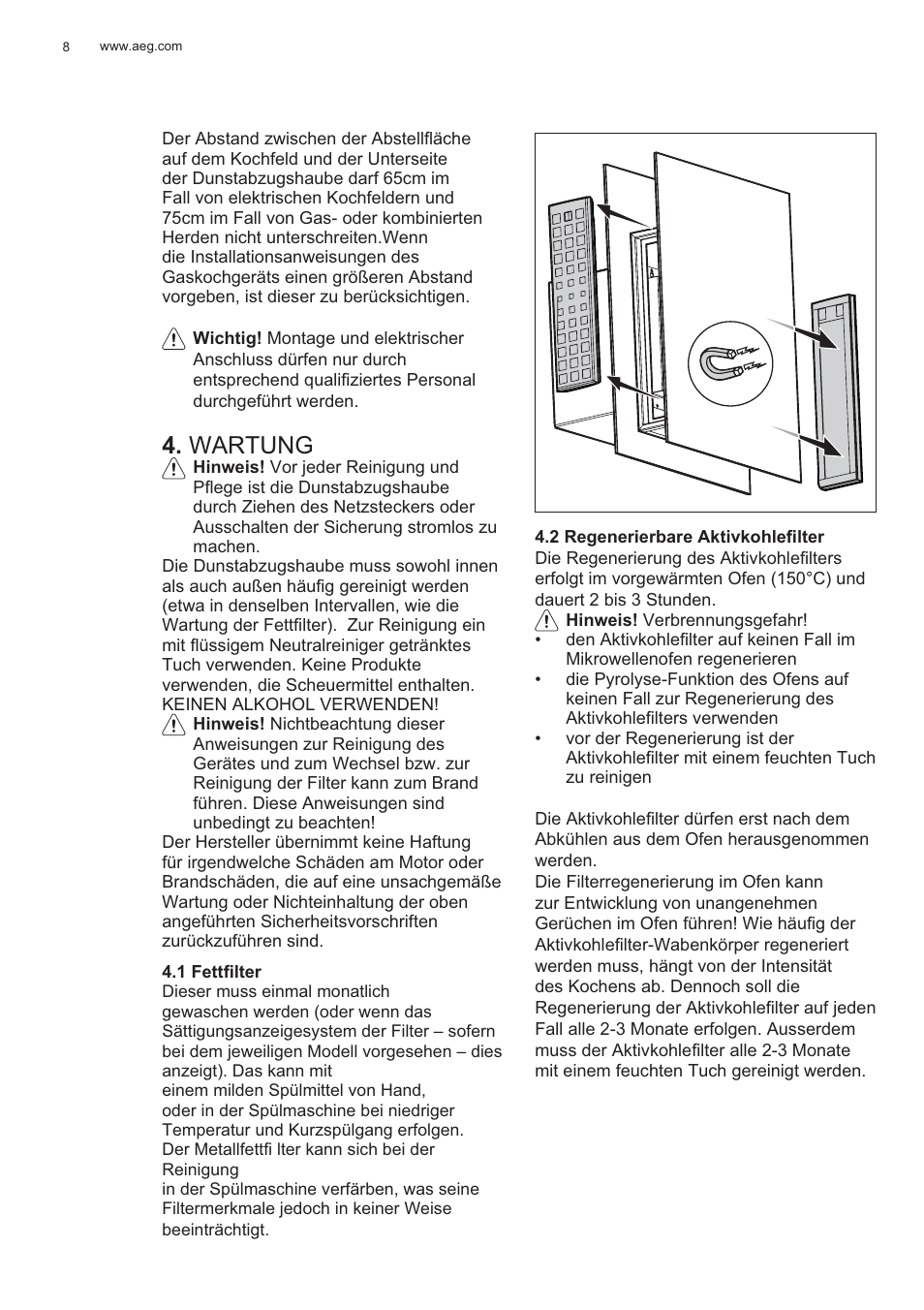 Wartung | AEG X99464MK2 User Manual | Page 8 / 132