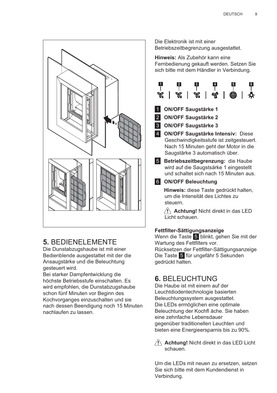 Bedienelemente, Beleuchtung | AEG X99464MK2 User Manual | Page 9 / 132