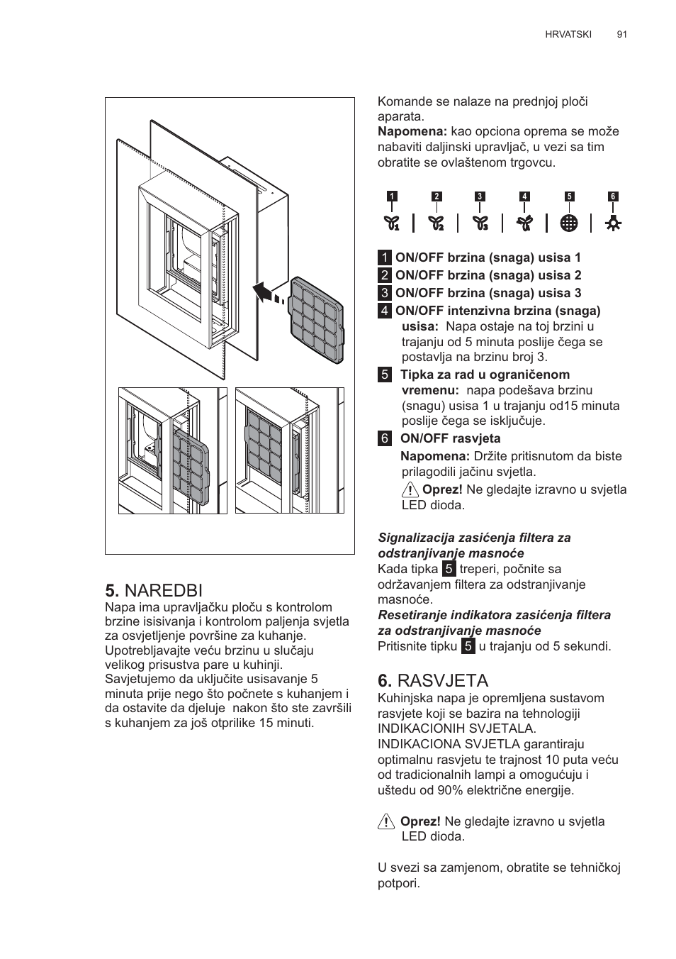 Naredbi, Rasvjeta | AEG X99464MK2 User Manual | Page 91 / 132