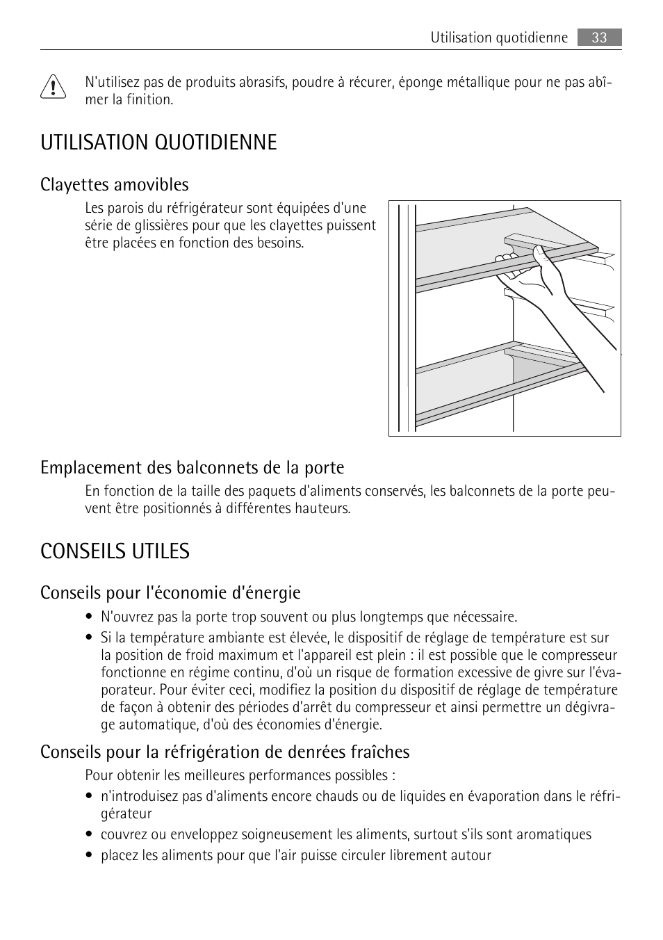 Utilisation quotidienne, Conseils utiles | AEG SKS51040S0 User Manual | Page 33 / 68