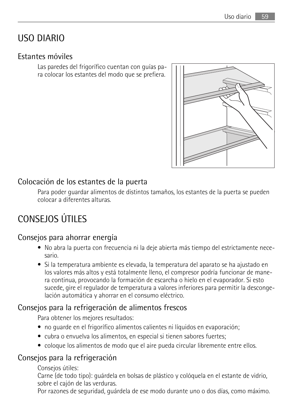 Uso diario, Consejos útiles | AEG SKS51040S0 User Manual | Page 59 / 68