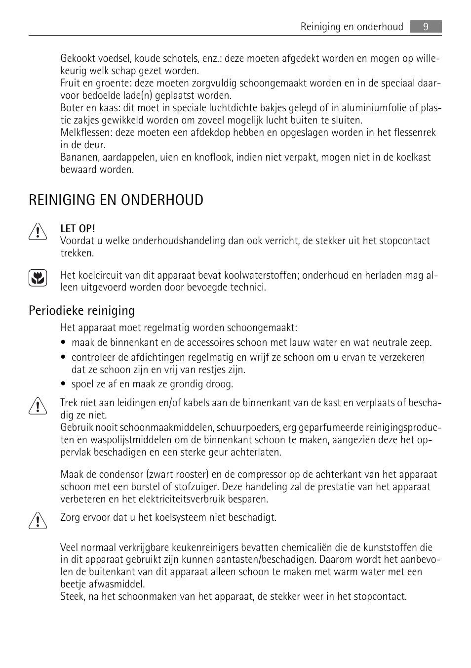 Reiniging en onderhoud, Periodieke reiniging | AEG SKS51040S0 User Manual | Page 9 / 68