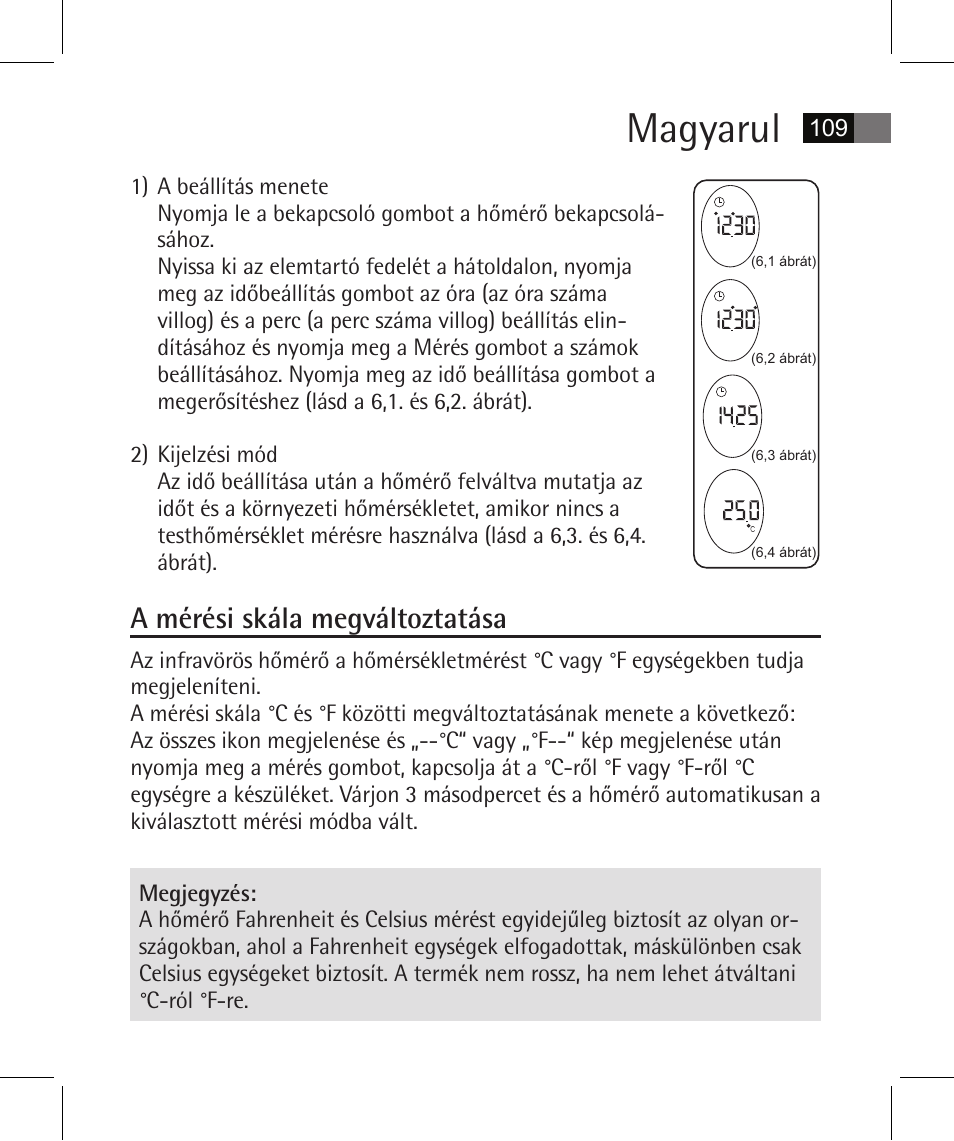 Magyarul, A mérési skála megváltoztatása | AEG FT 4925 User Manual | Page 109 / 138