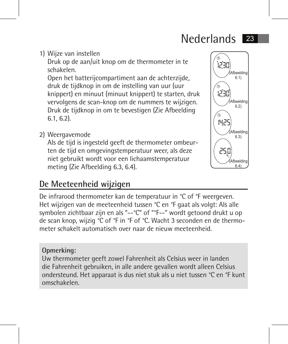 Nederlands, De meeteenheid wijzigen | AEG FT 4925 User Manual | Page 23 / 138