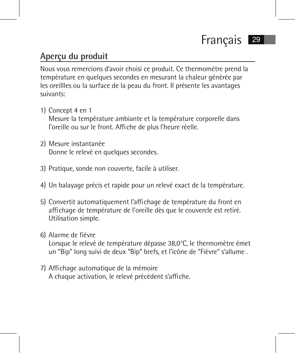 Français, Aperçu du produit | AEG FT 4925 User Manual | Page 29 / 138