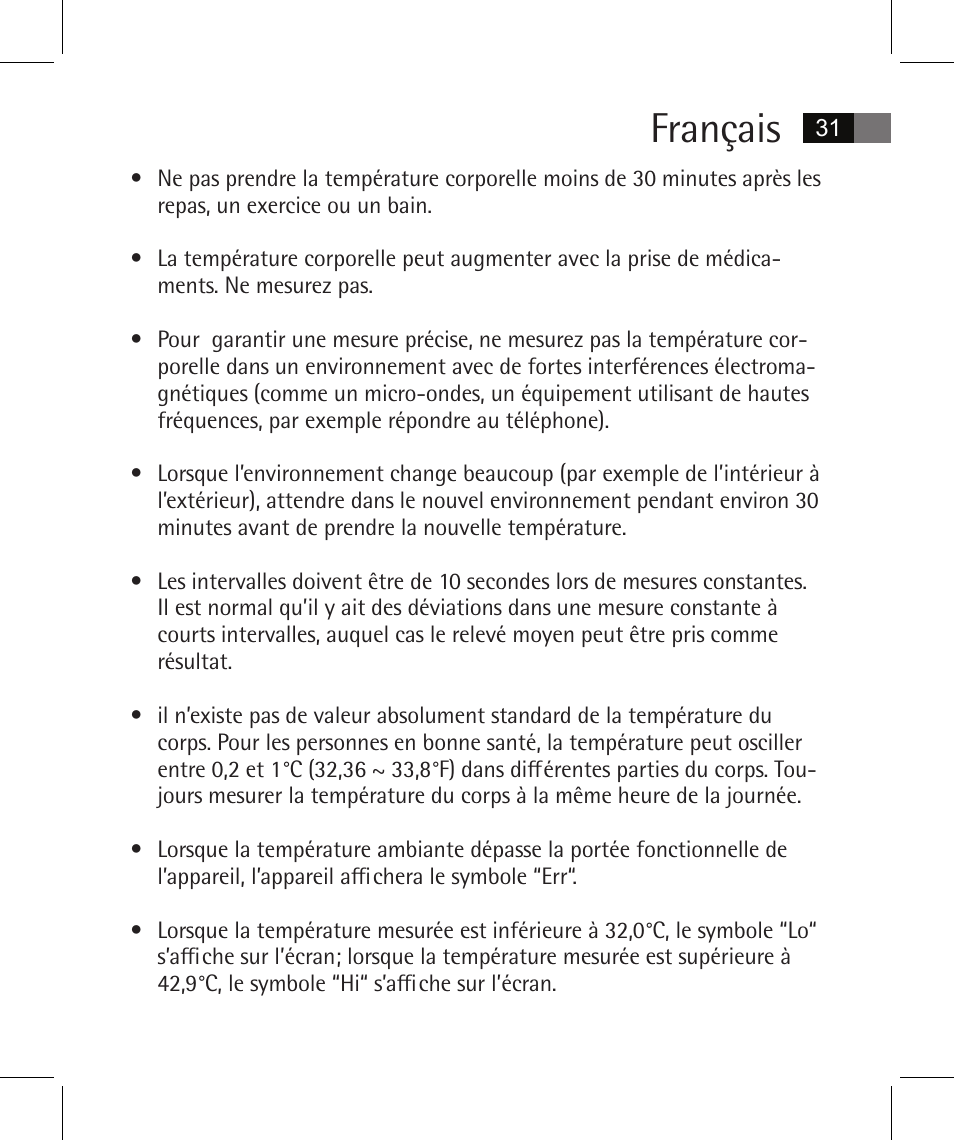 Français | AEG FT 4925 User Manual | Page 31 / 138