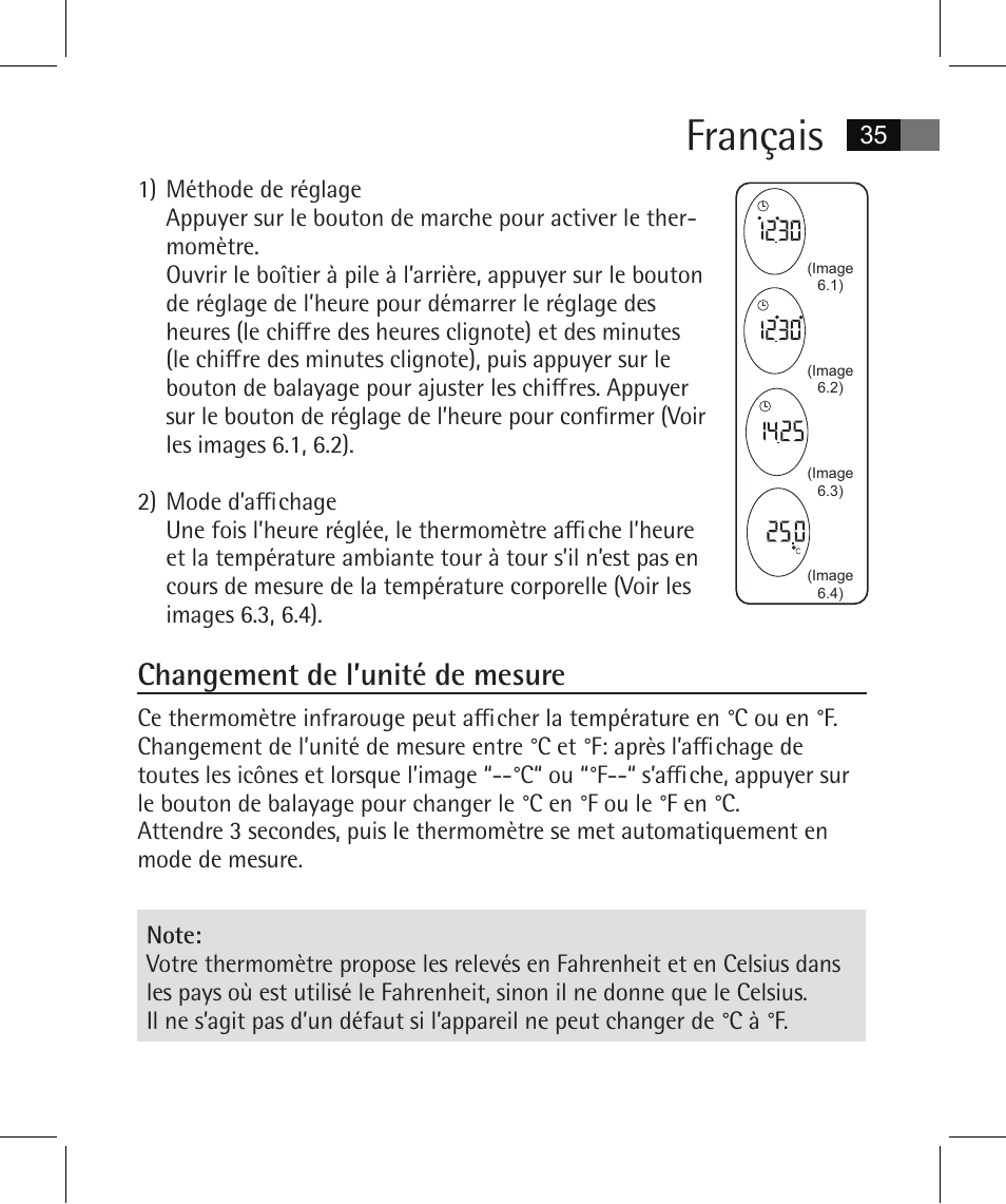 Français, Changement de l’unité de mesure | AEG FT 4925 User Manual | Page 35 / 138