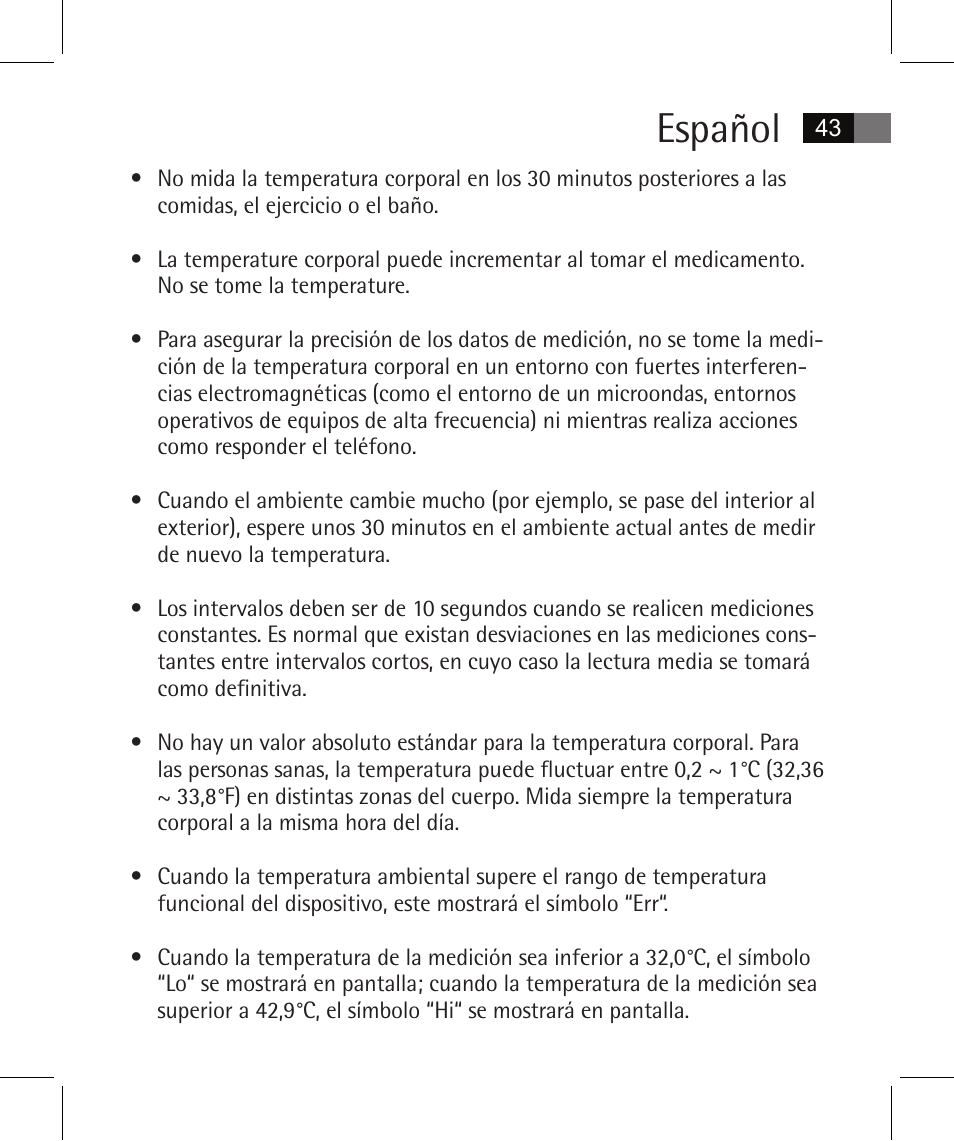 Español | AEG FT 4925 User Manual | Page 43 / 138